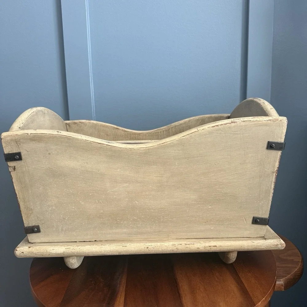 Vintage Wooden Magazine Book Rack Organizer Distressed Cottage Farmhouse Storage